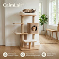 CalmLair™ ZenTower Modular Cat Tree & Scratching Post Activity Center – Noise-Reducing Felt Condos, Sisal Wrapped Posts, Multi-Platform Design with Detachable Plush Cushion for Cats & Kittens