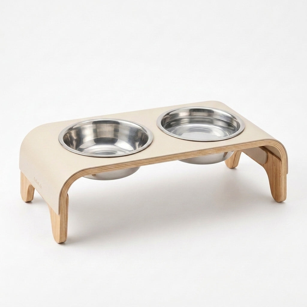CalmLair™ DreamDine Elevated Pet Bistro Set – Ergonomic Tilted Raised Cat & Dog Bowls with Food-Grade Stainless Steel Inserts & Spill-Proof Base