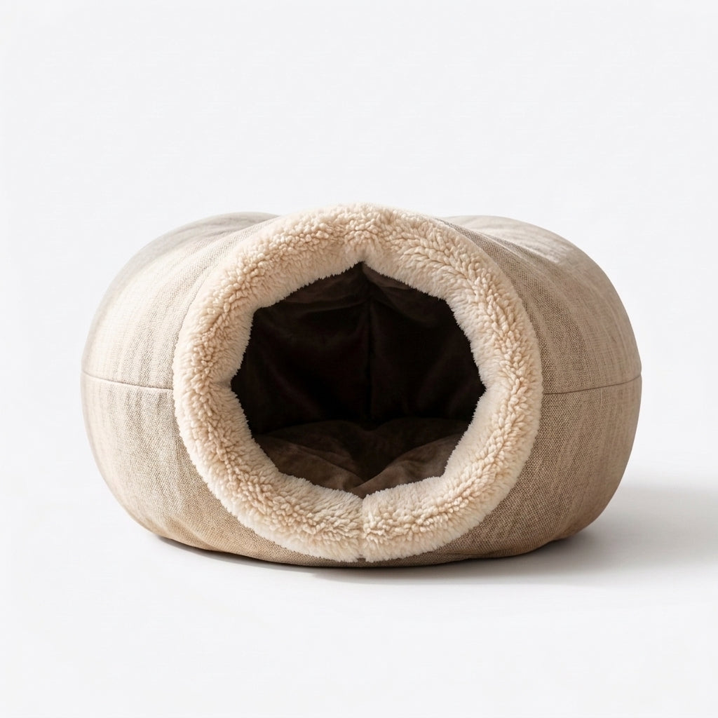 CalmLair™ HavenLoop Pet Play Tunnel Bed – 2-in-1 Foldable Cat Tunnel with Detachable Central Cushion Bed for Cats, Kittens, Rabbits & Small Dogs